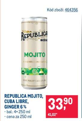 REPUBLICA MOJITO, CUBA LIBRE, GINGER 6 %