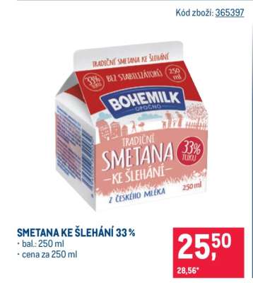 Smetana ke šlehání 33%