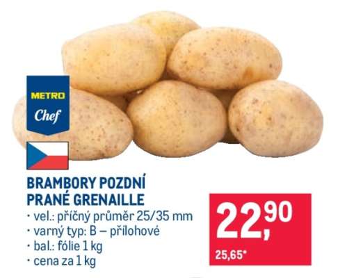 BRAMBORY POZDNÍ PRANÉ GRENAILLE