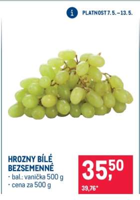 Hrozny bílé bezsemenné