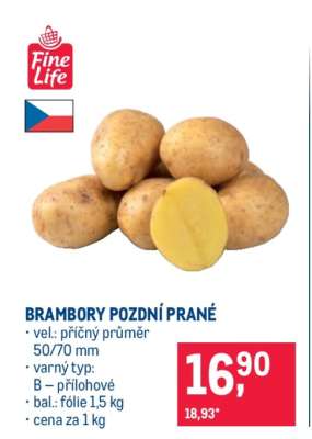 BRAMBORY POZDNÍ PRANÉ