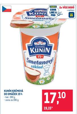 Kunín krémová do omáček 15 %