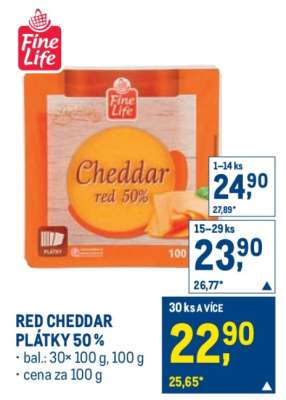 RED CHEDDAR PLÁTKY 50 %