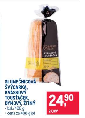 SLUNEČNICOVÁ ŠVÝCARKA, KVÁSKOVÝ TOUSTÁČEK, DÝŇOVÝ, ŽITNÝ