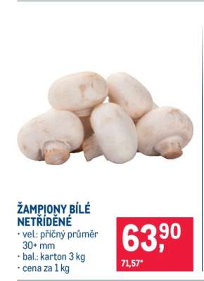 Žampiony bílé netříděné