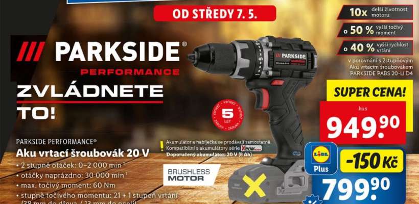 PARKSIDE PERFORMANCE Aku vrtačí šroubovák 20 V