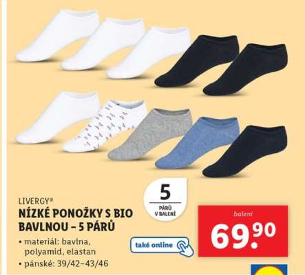 LIVERGY® Nízké ponožky s bio bavlnou – 5 párů