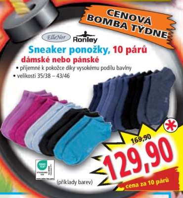 Sneaker ponožky, 10 párů dámské nebo pánské