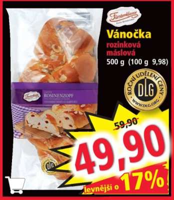 Vánočka rozinková máslová