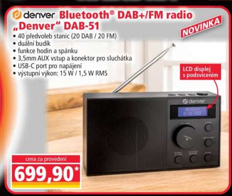 Bluetooth® DAB+/FM radio „Denver“ DAB-51