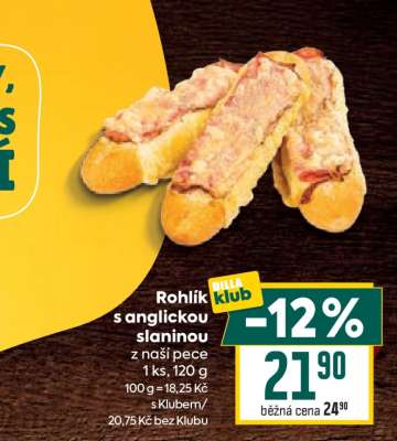 Rohlík s anglickou slaninou
