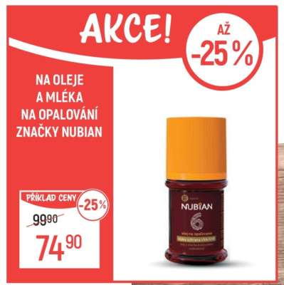 Nubian oleje a mléka na opalování
