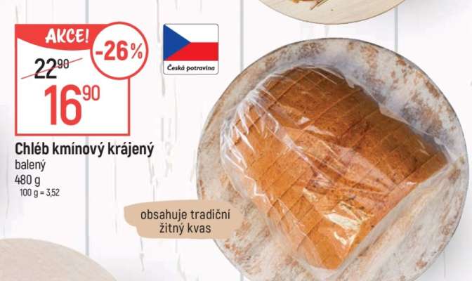 Chléb kmínový krájený