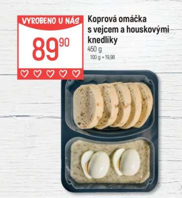 Koprová omáčka s vejcem a houskovými knedlíky