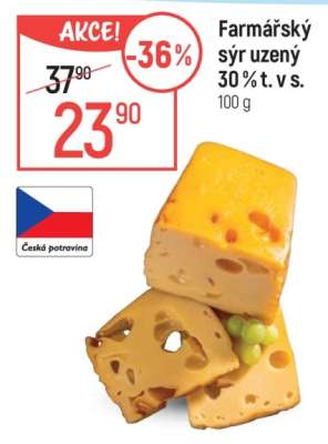 Farmářský sýr uzený 30 % t. v s.
