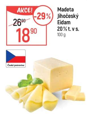 Madeta Jihočeský eidam 20 % t. v s.
