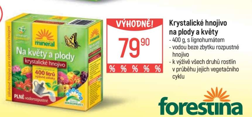 Krystalické hnojivo na plody a květy