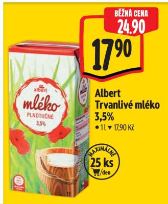 Albert Trvanlivé mléko 3,5%