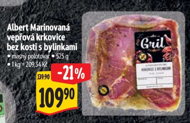 Albert Marinovaná vepřová krkovice bez kosti s bylinkami