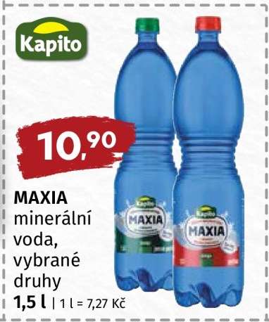 MAXIA minerální voda, vybrané druhy