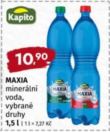 MAXIA minerální voda, vybrané druhy