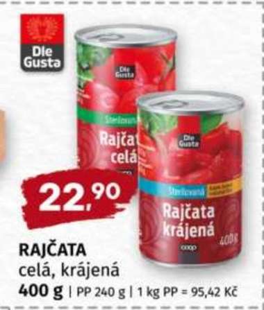 Rajčata celá, krájená