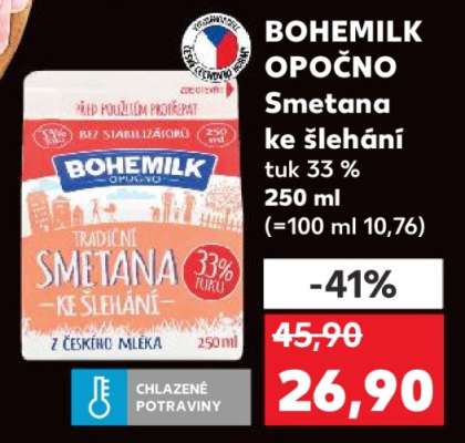 BOHEMILK OPOČNO Smetana ke šlehání