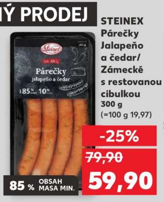 STEINEX Párečky Jalapeño a čedar/Zámecké s restovanou cibulkou