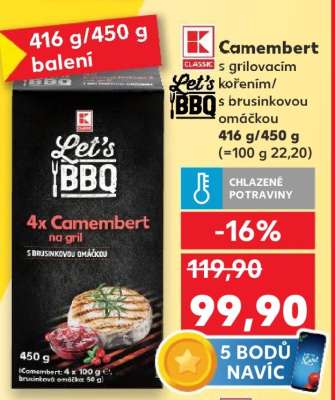 Camembert s grilovacím kořením/s brusinkovou omáčkou