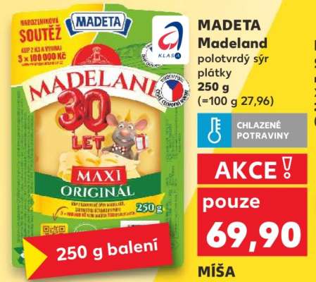 MADETA Madeland polotvrdý sýr plátky