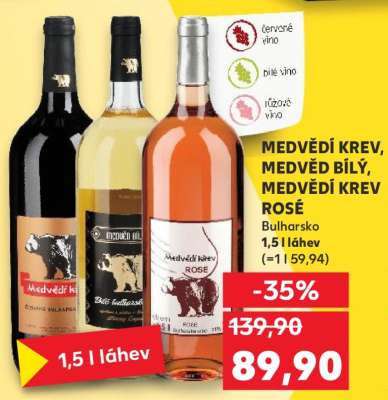 Medvědí Krev, Medvědí Bílý, Medvědí Krev Rosé