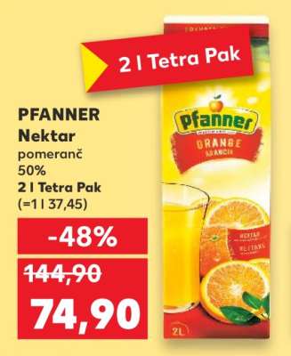 PFANNER Nektar pomeranč 50% 2 l Tetra Pak