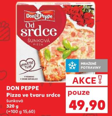 DON PEPPE Pizza ve tvaru srdce šunková