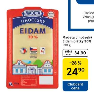 Madeta Jihočeský Eidam plátky 30%