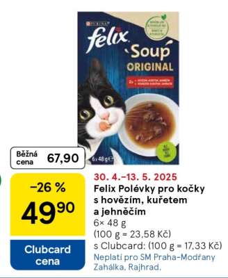Felix Polévky pro kočky s hovězím, kuřetem a jehněčím