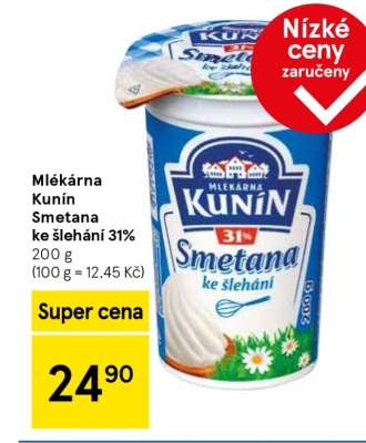Mlékárna Kunín Smetana ke šlehání 31%
