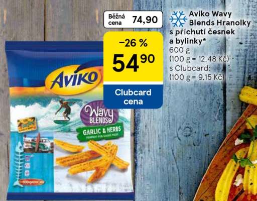 Aviko Wavy Blends Hranolky s příchutí česnek a bylinky