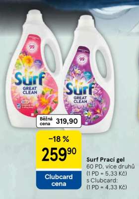 Surf prací gel