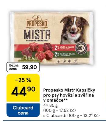 Propesko Mistr Kapsičky pro psy hovězí a zvěřina v omáčce