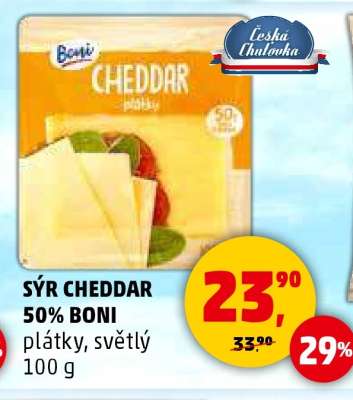 SÝR CHEDDAR 50% BONI