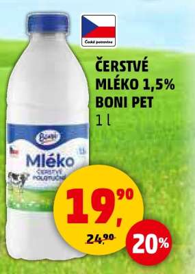 Čerstvé mléko 1,5% Boni PET