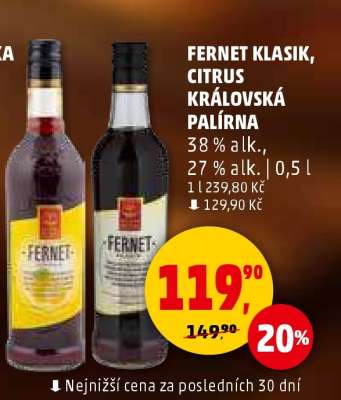 FERNET KLASIK, CITRUS KRÁLOVSKÁ PALÍRNA