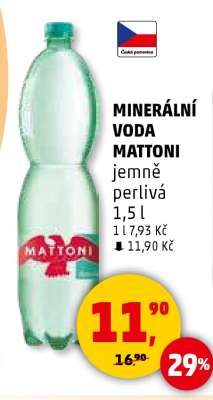 MINERÁLNÍ VODA MATTONI jemně perlivá 1,5 l
