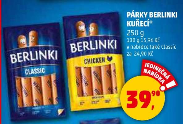 Párky Berlínki Kuřecí