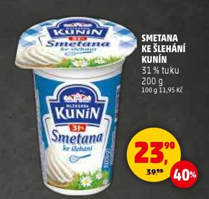 SMETANA KE ŠLEHÁNÍ KUNÍN