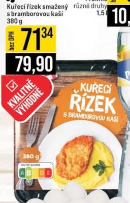 Kuřecí řízek smažený s bramborovou kaší