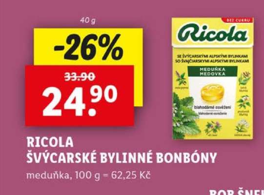 RICOLA ŠVÝCARSKÉ BYLINNÉ BONBÓNY