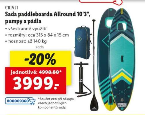 CRIVIT Sada paddleboardu Allround 10'3", pumpy a pádla