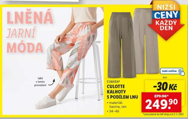 ESMARA® CULOTTE KALHOTY S PODÍLEM LNU