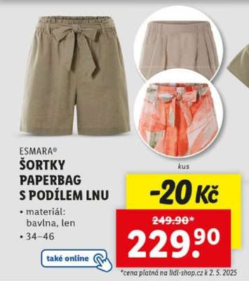 ESMARA® ŠORTKY PAPERBAG S PODÍLEM LNU